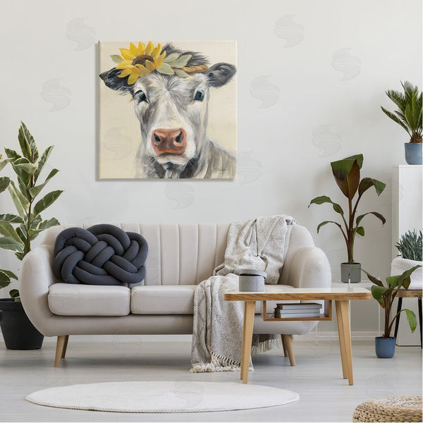 Stupell Industries Silvia Vassileva | Cow With Sunflower Crown Wall Art