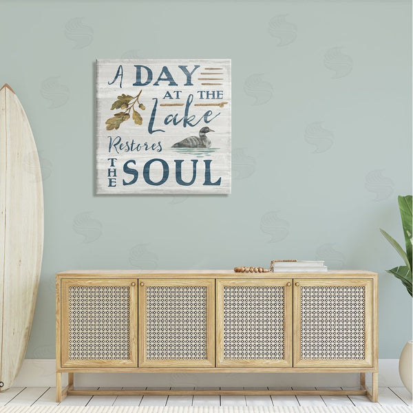 Stupell Industries Silvia Vassileva | Day At Lake Restores Soul Rustic Quote Grain Pattern Wall Art
