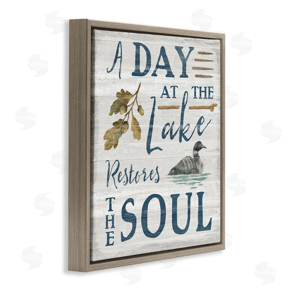 Stupell Industries Silvia Vassileva | Day At Lake Restores Soul Rustic Quote Grain Pattern Wall Art