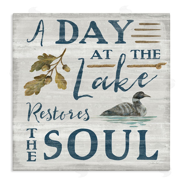 stupell industries Silvia Vassileva | Day At Lake Restores Soul Rustic Quote Grain Pattern Wall Art