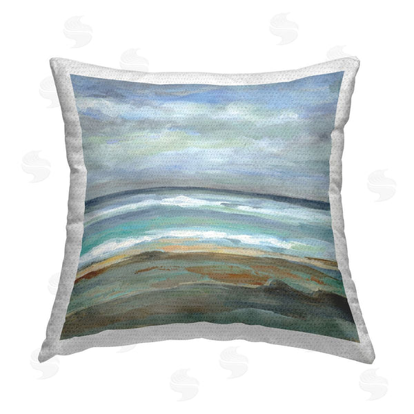 Stupell Industries Silvia Vassileva | Double Wave Seashore Printed Throw Pillow