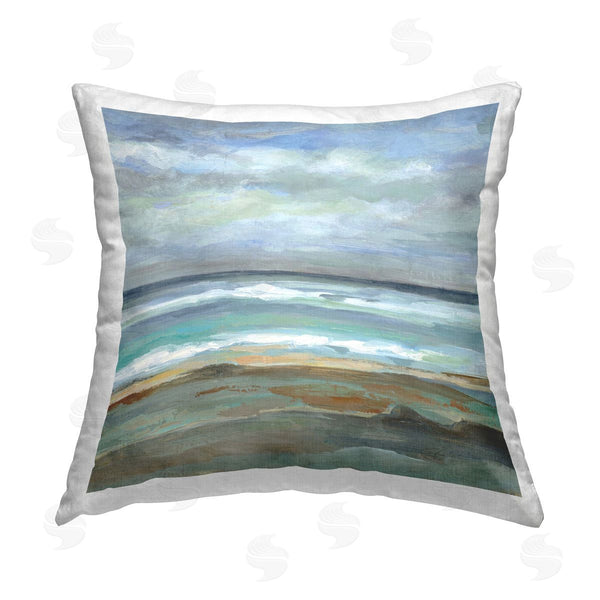 stupell industries Silvia Vassileva | Double Wave Seashore Printed Throw Pillow