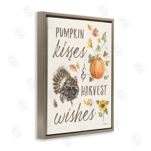 Stupell Industries Silvia Vassileva | Pumpkin Kisses Harvest Wishes Phrase Wild Turkey Wall Art
