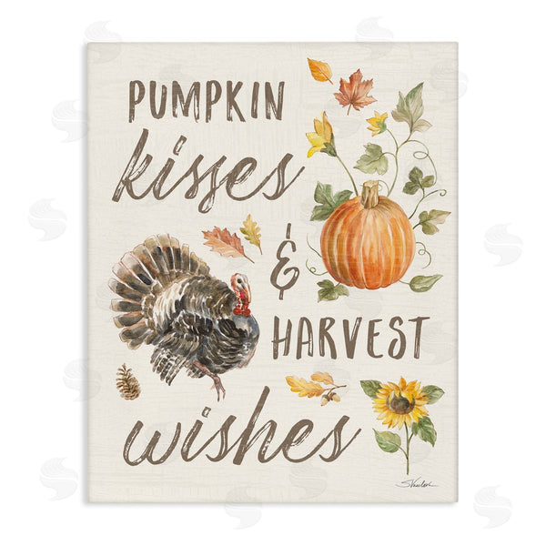 stupell industries Silvia Vassileva | Pumpkin Kisses Harvest Wishes Phrase Wild Turkey Wall Art
