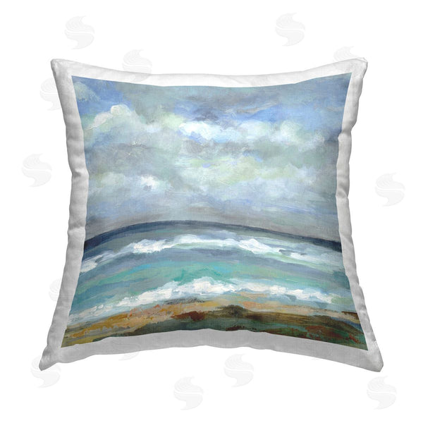 stupell industries Silvia Vassileva | Summer Seashore Waves Printed Throw Pillow