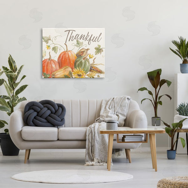 Stupell Industries Silvia Vassileva | Thankful Sentiment Autumn Pumpkin Corn Harvest Wall Art