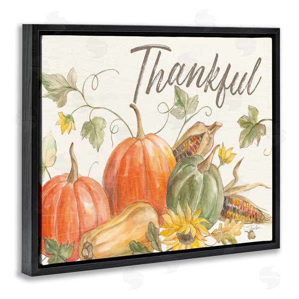 Stupell Industries Silvia Vassileva | Thankful Sentiment Autumn Pumpkin Corn Harvest Wall Art