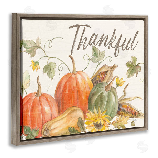 Stupell Industries Silvia Vassileva | Thankful Sentiment Autumn Pumpkin Corn Harvest Wall Art