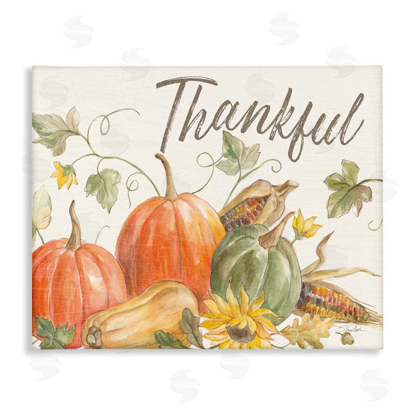 stupell industries Silvia Vassileva | Thankful Sentiment Autumn Pumpkin Corn Harvest Wall Art