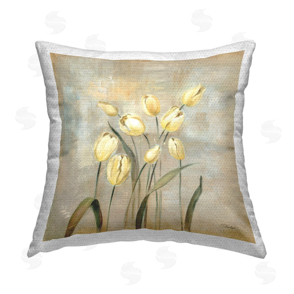 Stupell Industries Silvia Vassileva | Yellow Tulips On Beige Printed Throw Pillow