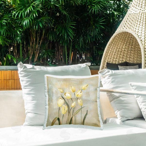 Stupell Industries Silvia Vassileva | Yellow Tulips On Beige Printed Throw Pillow