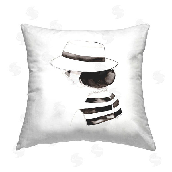 stupell industries Simone Elum | Classic Pears Girl Portrait Printed Throw Pillow