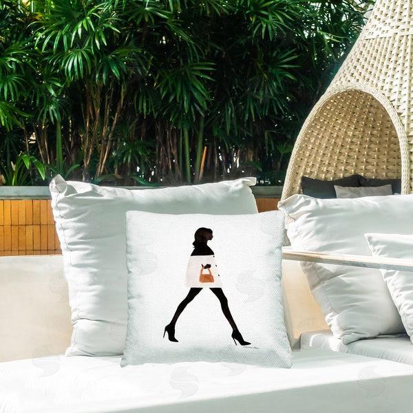 Stupell Industries Simone Elum | Fashionista Girl With Purse Printed Throw Pillow