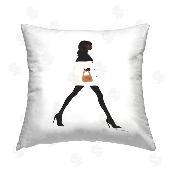 stupell industries Simone Elum | Fashionista Girl with Purse Printed Throw Pillow