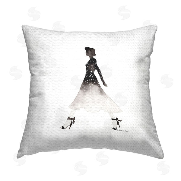 Stupell Industries Simone Elum | Girl In Black Dress Printed Throw Pillow