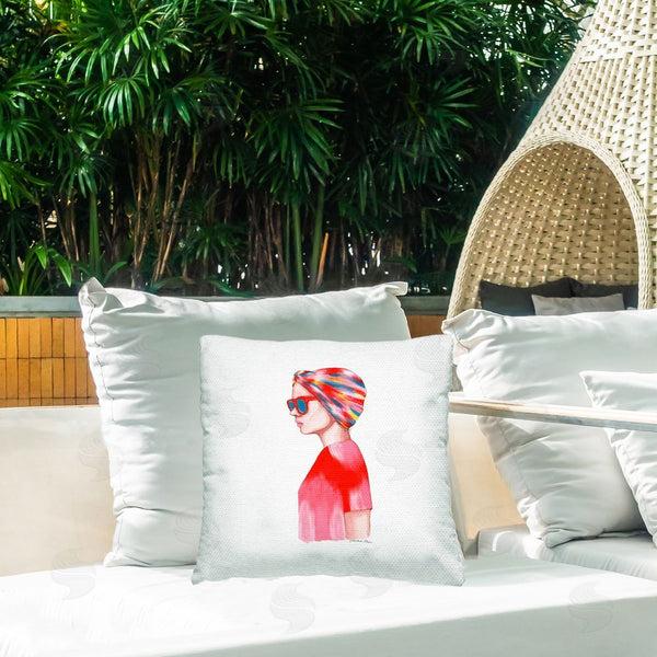 Stupell Industries Simone Elum | Girl In Red Sunglasses Printed Throw Pillow