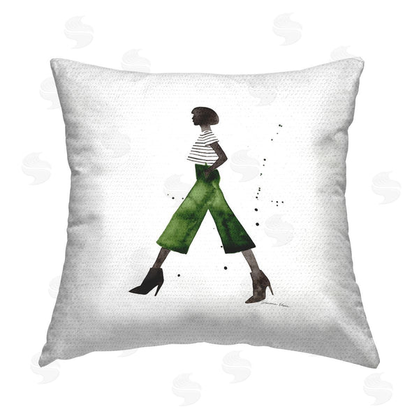 Stupell Industries Simone Elum | Green Modern Fashionista Printed Throw Pillow