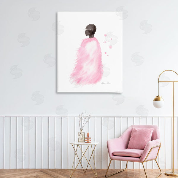 Stupell Industries Simone Elum | Pink Fur Coat Portrait Wall Art