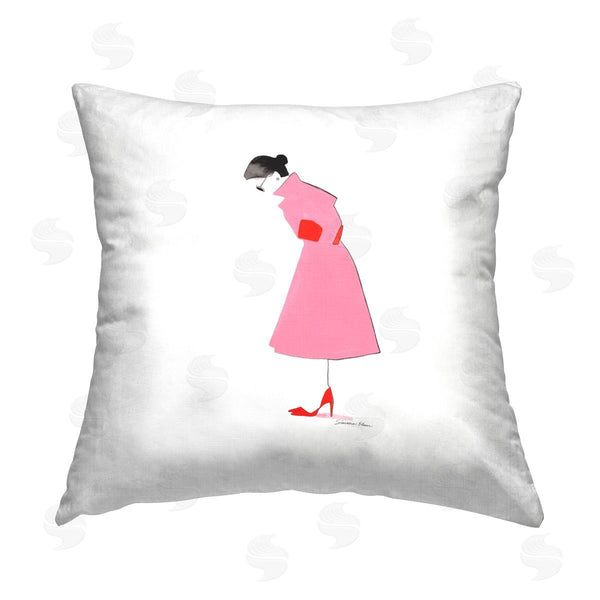 stupell industries Simone Elum | Pink Glam Fashionista Printed Throw Pillow