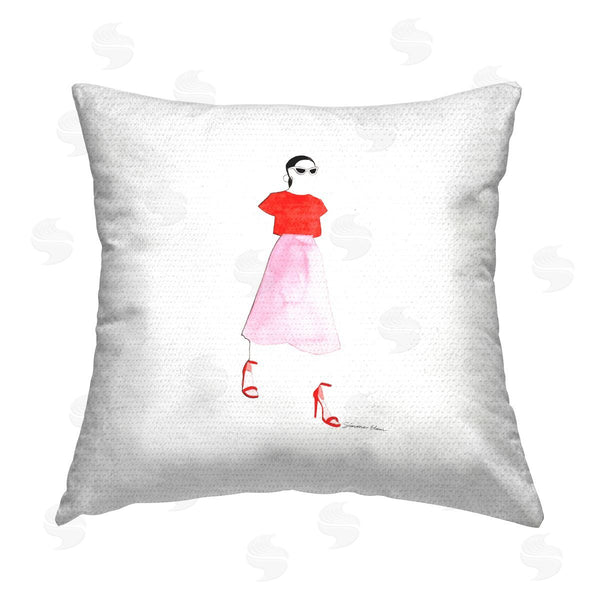 Stupell Industries Simone Elum | Pink & Red Trendy Girl Printed Throw Pillow