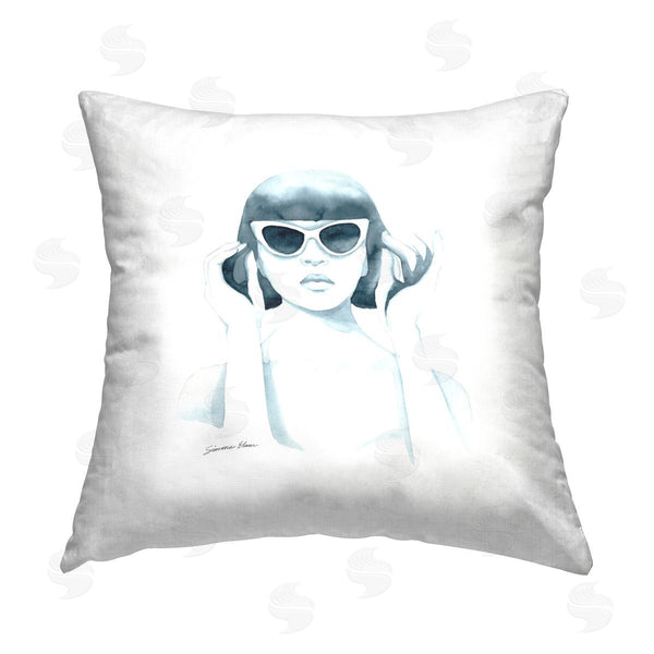 stupell industries Simone Elum | Retro Girl in Sunglasses Printed Throw Pillow