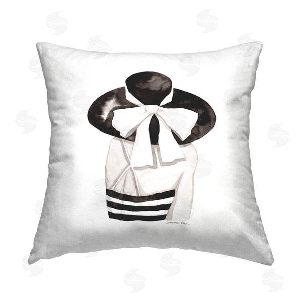 stupell industries Simone Elum | Summer Girl in Sunhat Printed Throw Pillow