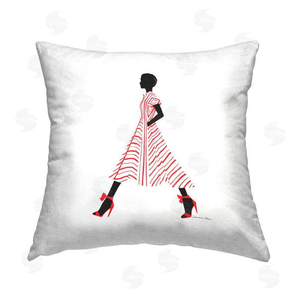 stupell industries Simone Elum | Trendy Fashion Girl Printed Throw Pillow