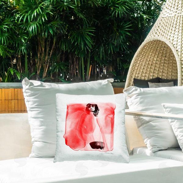 Stupell Industries Simone Elum | Trendy Glam Red Portrait Printed Throw Pillow