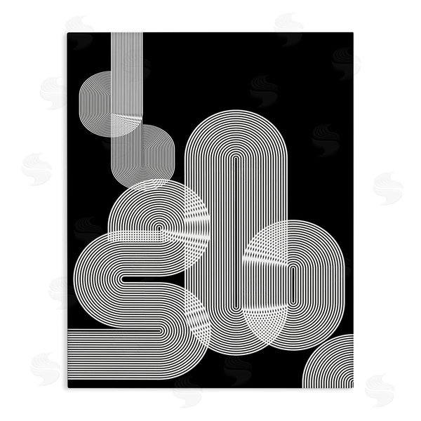 stupell industries Sisa Jasper | Abstract Graphic Black Shapes Industrial Line Pattern Wall Art