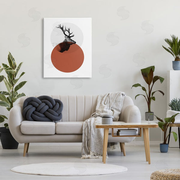 Stupell Industries Sisa Jasper | Modern Elk Portrait Bold Red Terracotta Layered Circle Wall Art