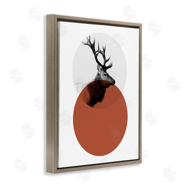 Stupell Industries Sisa Jasper | Modern Elk Portrait Bold Red Terracotta Layered Circle Wall Art
