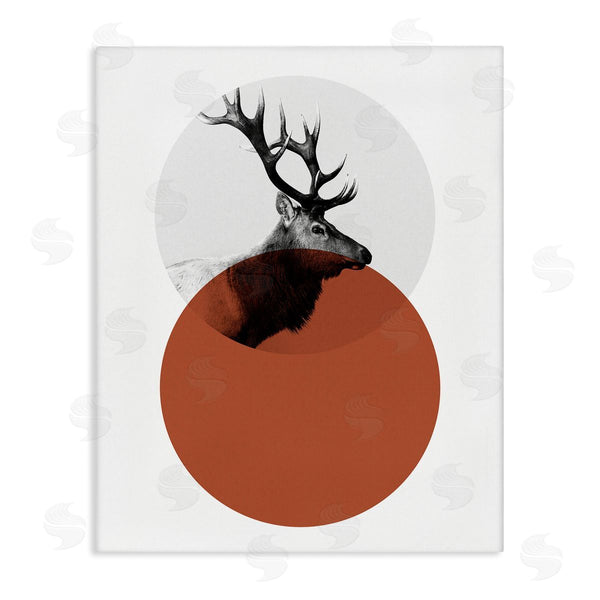 stupell industries Sisa Jasper | Modern Elk Portrait Bold Red Terracotta Layered Circle Wall Art