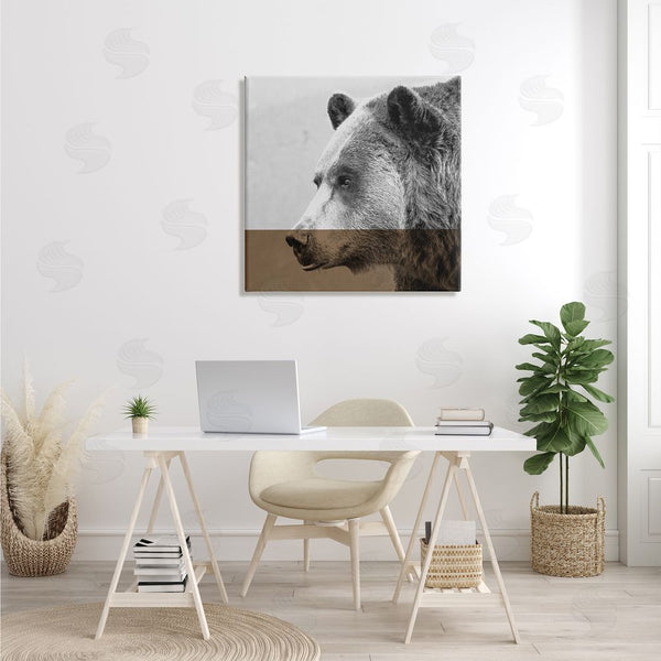 Stupell Industries Sisa Jasper | Modern Woodland Bear Portrait Layered Geometrical Shapes Wall Art