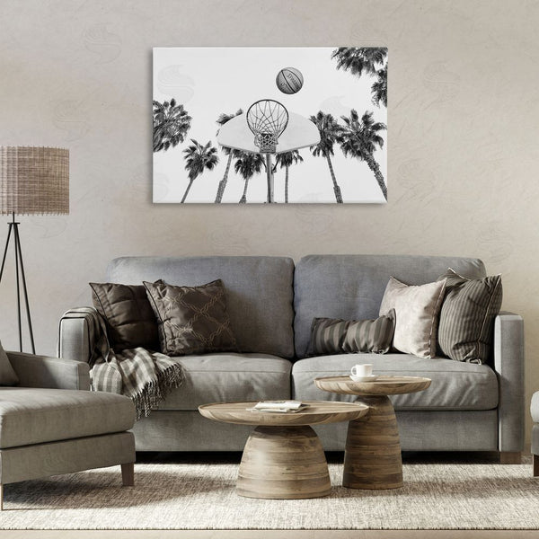Stupell Industries Sisi And Seb | Basketball Hoop With Palms Wall Art