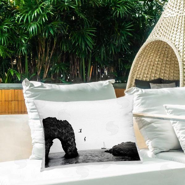 Stupell Industries Sisi And Seb | Cliff Jumping Into Sea Printed Throw Pillow