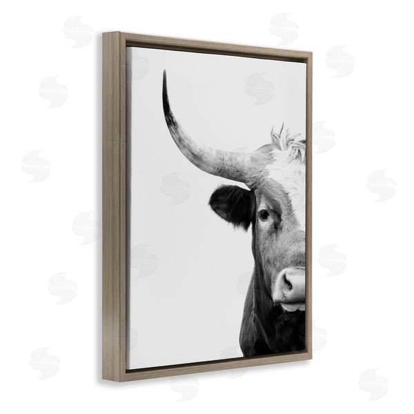 Stupell Industries Sisi And Seb | Grey Longhorn Portrait Wall Art