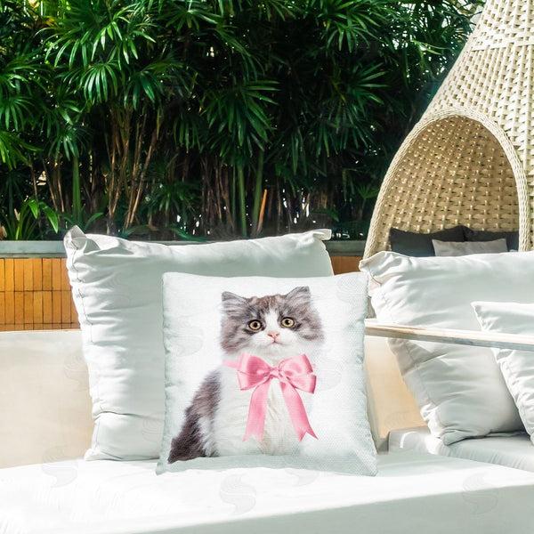 Stupell Industries Sisi And Seb | Kitten With Pink Bow Printed Throw Pillow