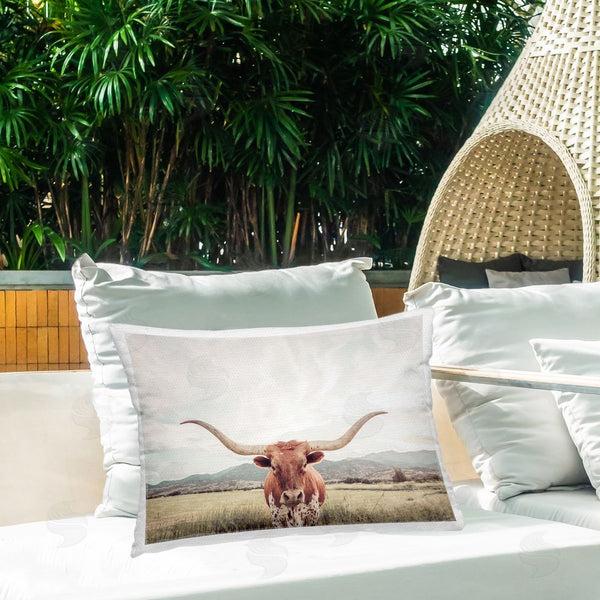 Stupell Industries Sisi And Seb | Longhorn Portrait Open Meadow Printed Throw Pillow