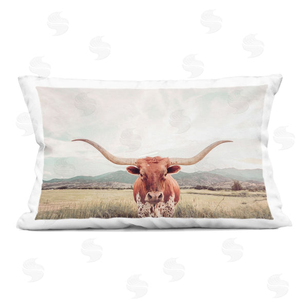 stupell industries Sisi and Seb | Longhorn Portrait open Meadow Printed Throw Pillow