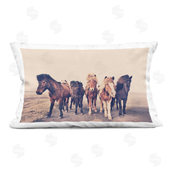 stupell industries Sisi and Seb | Muted Brown Horse Group Printed Throw Pillow