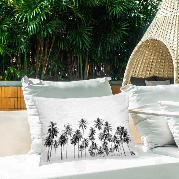 Stupell Industries Sisi And Seb | Palm Trees Paradise In Monochrome Printed Throw Pillow