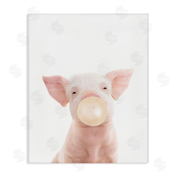 stupell industries Sisi and Seb | Pig Bubblegum Portrait Wall Art