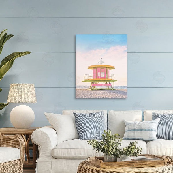 Stupell Industries Sisi And Seb | Pink Lifeguard Stand Landscape