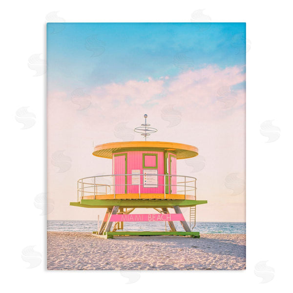 stupell industries Sisi and Seb | Pink Lifeguard Stand Landscape