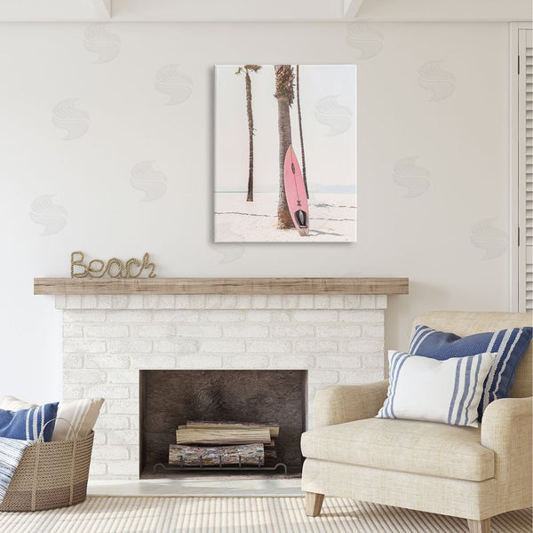 Stupell Industries Sisi And Seb | Pink Surfboard On Coast Wall Art