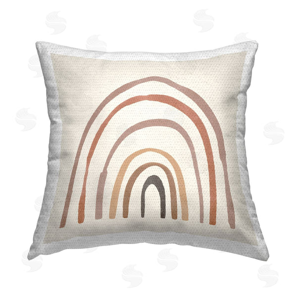 Stupell Industries Sisi And Seb | Quirky Neutral Rainbow Printed Throw Pillow