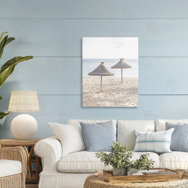 Stupell Industries Sisi And Seb | Straw Umbrellas On Beach