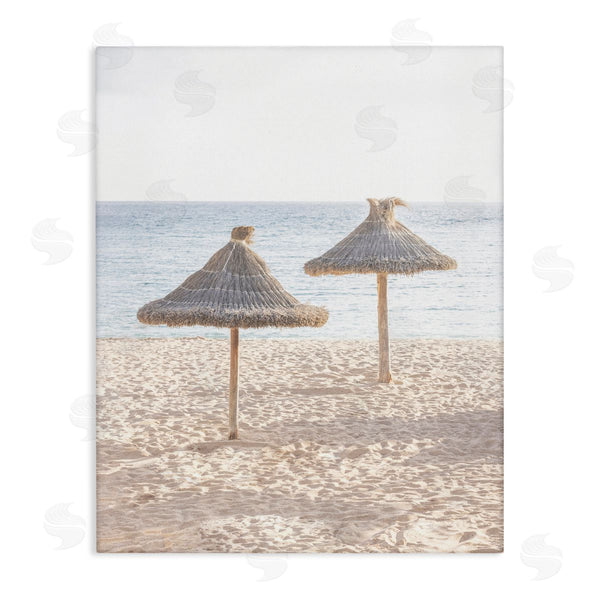 stupell industries Sisi and Seb | Straw Umbrellas on Beach