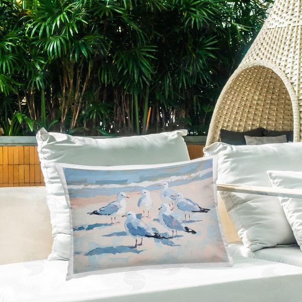Stupell Industries Sisi And Seb | Summer Seagulls Crowding Shore Printed Throw Pillow