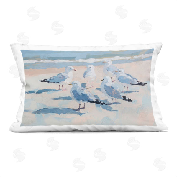 stupell industries Sisi and Seb | Summer Seagulls Crowding Shore Printed Throw Pillow